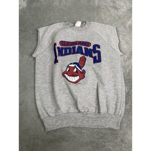Vintage 1988 Cleveland Indians MLB Short Sleeve Sweatshirt Men's Size Medium